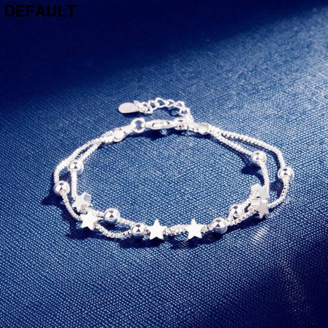 DAIWUJAN 925 Sterling Silver Double Layers Stars Beads Bracelets