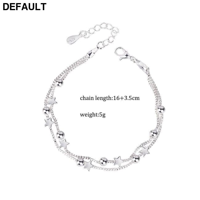 DAIWUJAN 925 Sterling Silver Double Layers Stars Beads Bracelets For Women Elegant Box Chain Charm Bracelet Birthday