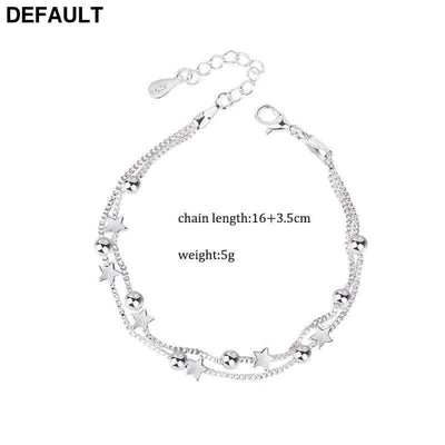 DAIWUJAN 925 Sterling Silver Double Layers Stars Beads Bracelets For Women Elegant Box Chain Charm Bracelet Birthday
