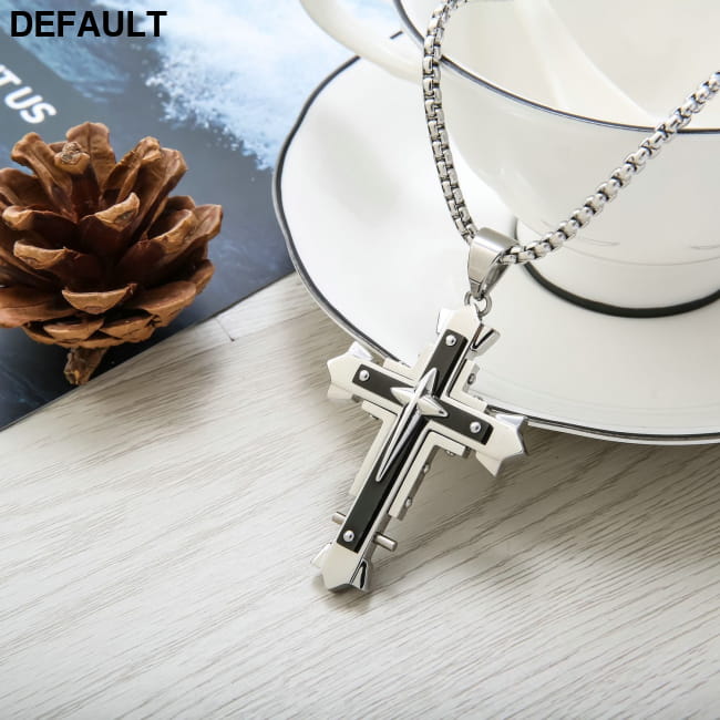 Dark Knight Three Layer Cross Stainless Steel Necklace DFDFG / CN Men Necklaces Sterling Silver