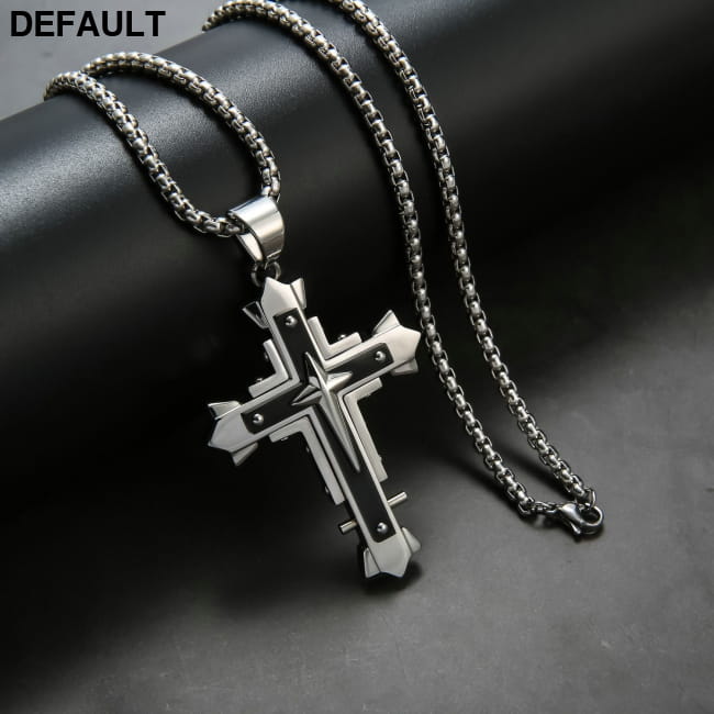 Dark Knight Three Layer Cross Stainless Steel Necklace DFDFG / CN Men Necklaces Sterling Silver