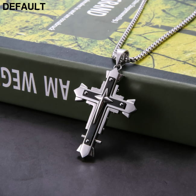 Dark Knight Three Layer Cross Stainless Steel Necklace DFDFG / CN Men Necklaces Sterling Silver