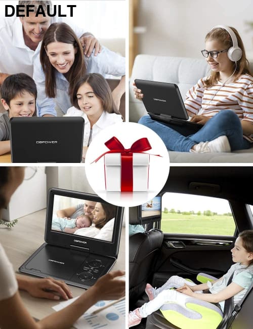 DBPOWER 11.5’’ Portable DVD Player 5-Hour Built-in Rechargeable Battery 9’’ Swivel Screen Support CD/DVD/SD Card/USB