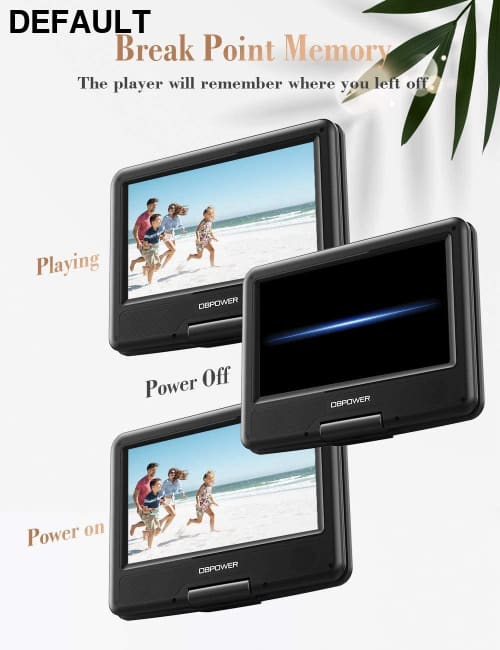 DBPOWER 11.5’’ Portable DVD Player 5-Hour Built-in Rechargeable Battery 9’’ Swivel Screen Support CD/DVD/SD Card/USB
