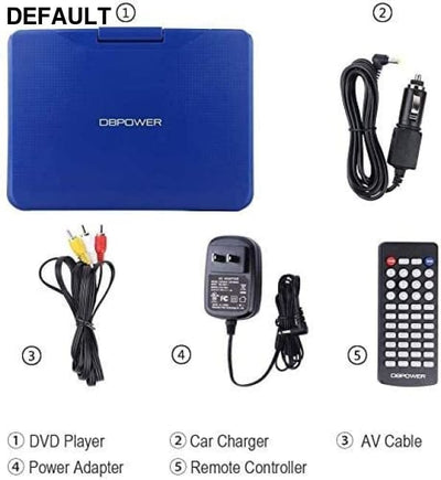 DBPOWER 11.5’’ Portable DVD Player 5-Hour Built-in Rechargeable Battery with 9’’ Swivel Screen Support CD/DVD/SD