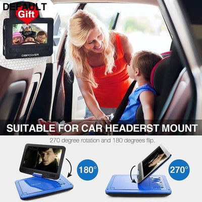 DBPOWER 12’’ Portable DVD Player with 5-Hour Rechargeable Battery 10’’ Swivel Display Screen SD / USB Port 1.8 Meter