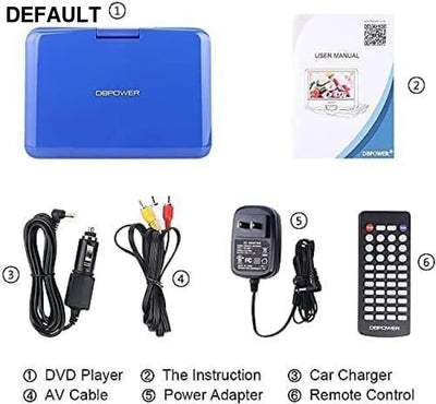 DBPOWER 12’’ Portable DVD Player with 5-Hour Rechargeable Battery 10’’ Swivel Display Screen SD / USB Port 1.8 Meter