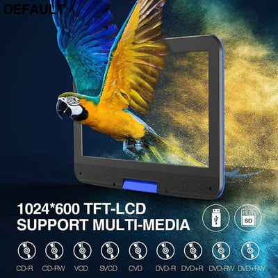 DBPOWER 12’’ Portable DVD Player with 5-Hour Rechargeable Battery 10’’ Swivel Display Screen SD / USB Port 1.8 Meter
