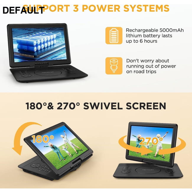 DBPOWER 16.9’’ Portable DVD Player with 14.1’’ HD Swivel Black Players & Blu-ray