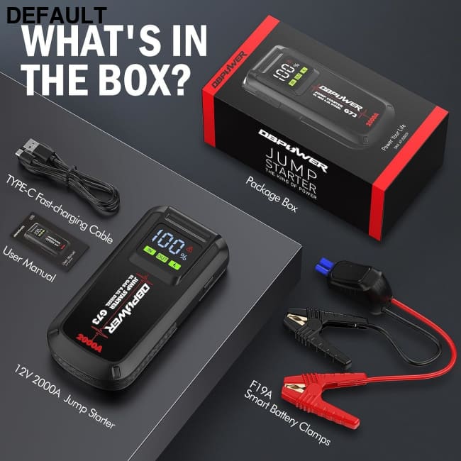 DBPOWER Jump Starter 2000A Peak Portable Car for Up to 8.0L Gas and 6.5L Diesel Engines 12V Lithium Battery Booster