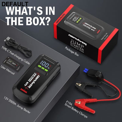 DBPOWER Jump Starter 2000A Peak Portable Car for Up to 8.0L Gas and 6.5L Diesel Engines 12V Lithium Battery Booster