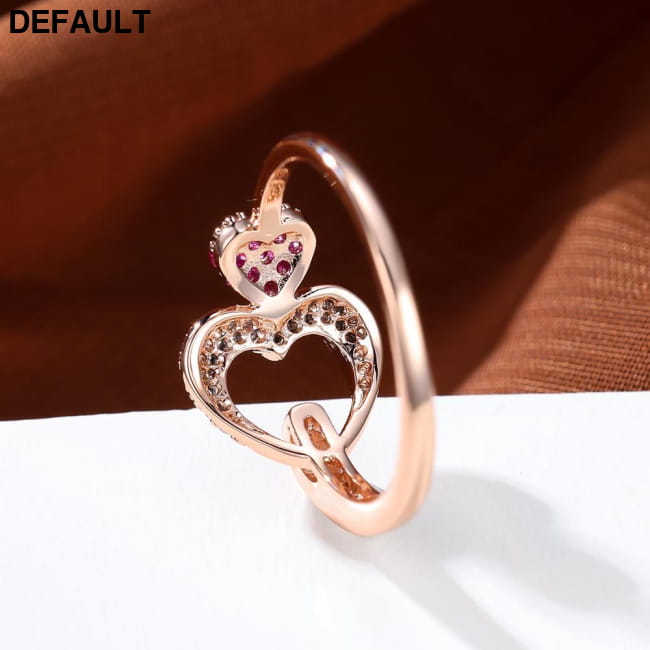 Delicate Double Heart Shape Ring Inlaid Pink Zircon 18K Sterling Silver Rings Best Selling Products