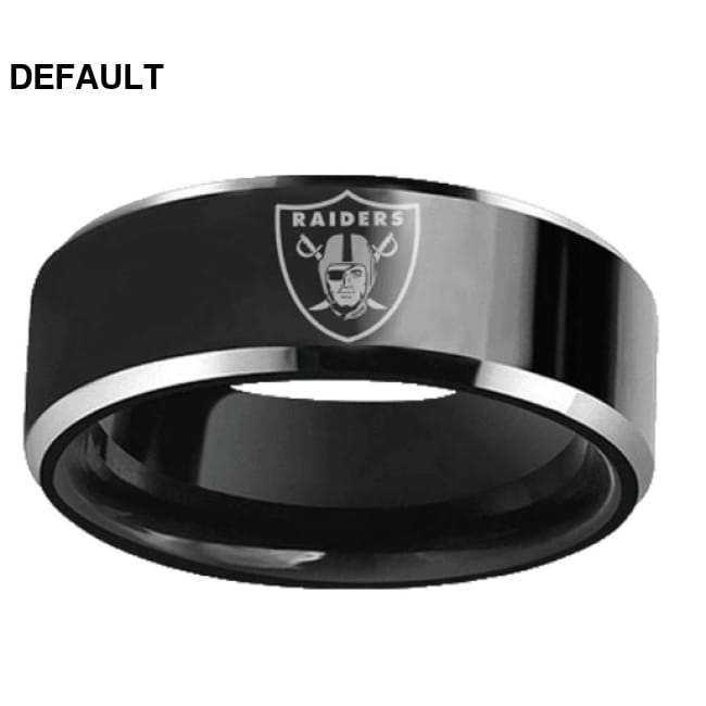 Design Oakland Raiders Team Logo Rings Black Titanium Steel 6 / Men