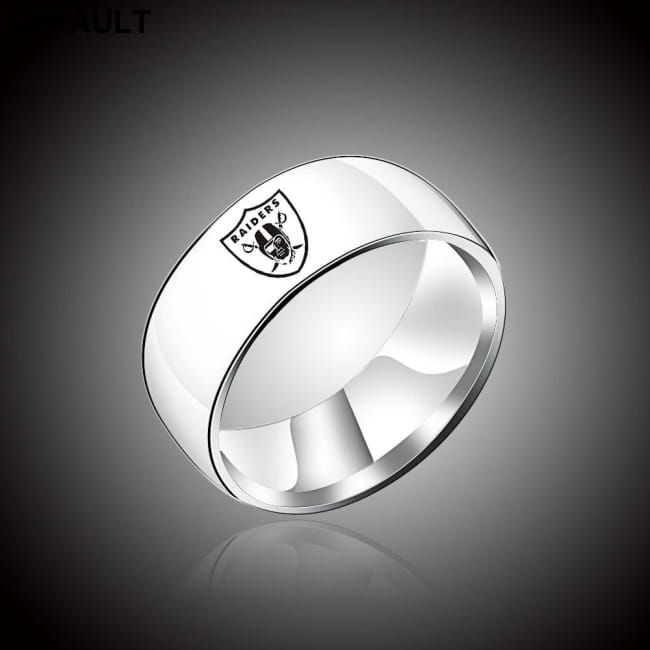 Design Oakland Raiders Team Logo Rings Black Titanium Steel Men