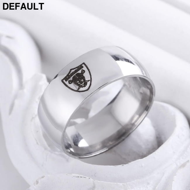 Design Oakland Raiders Team Logo Rings Black Titanium Steel Men