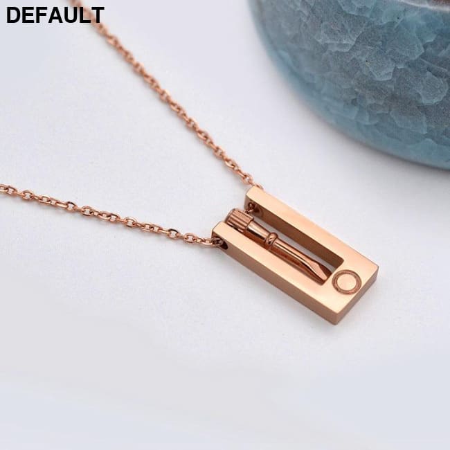 Design Sense Square Pendant Necklace Korean Fashion Simple Long Screwdriver Rose Gold Clavicle Chain Sterling Silver