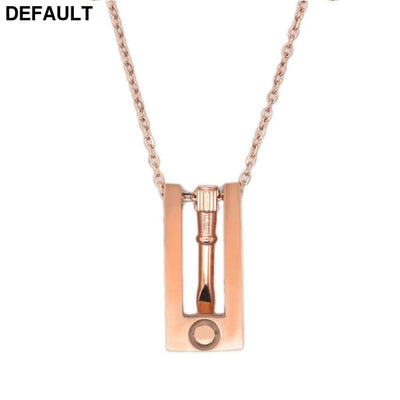 Design Sense Square Pendant Necklace Korean Fashion Simple Long Screwdriver Rose Gold Clavicle Chain Sterling Silver