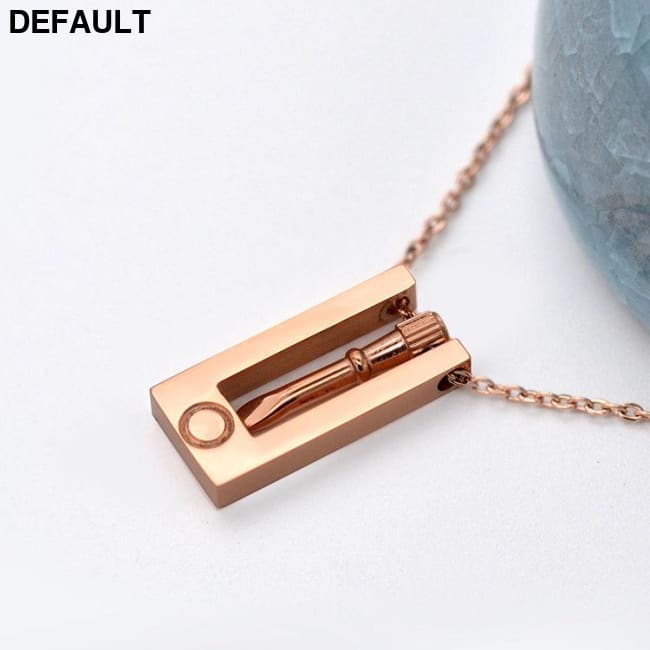 Design Sense Square Pendant Necklace Korean Fashion Simple Long Screwdriver Rose Gold Clavicle Chain Sterling Silver