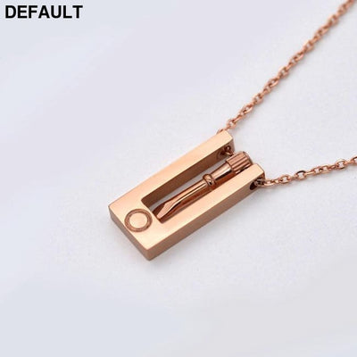 Design Sense Square Pendant Necklace Korean Fashion Simple Long Screwdriver Rose Gold Clavicle Chain Sterling Silver
