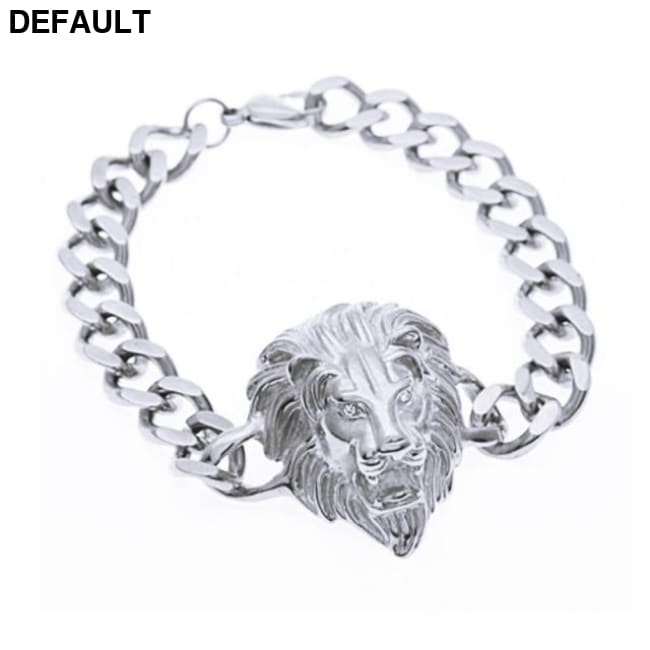 Domineering Alloy Lion Head Bracelet Men Stainless Steel Gold Color Franco Link Chain Biker Bracelets
