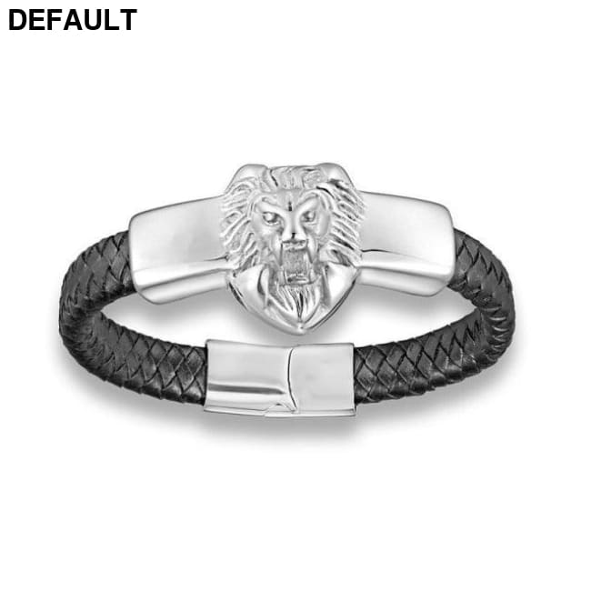Domineering Alloy Lion Head Bracelet Men Stainless Steel Gold Color Franco Link Chain Biker Bracelets