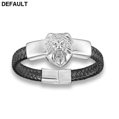 Domineering Alloy Lion Head Bracelet Men Stainless Steel Gold Color Franco Link Chain Biker Bracelets