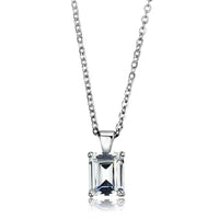 LOS896 - Rhodium 925 Sterling Silver Chain Pendant with AAA Grade CZ in Clear