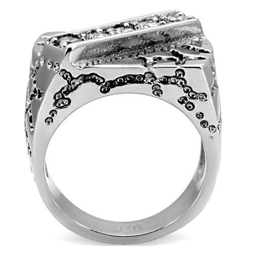 TK124 - High polished (no plating) Stainless Steel Ring with AAA Grade CZ in Clear