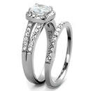 TK2180 - High polished (no plating) Stainless Steel Ring with AAA Grade CZ in Clear