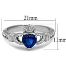 TK2093 - High polished (no plating) Stainless Steel Ring with Synthetic Spinel in London Blue