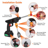 Cordless Pressure Washer Portable Electric Power Washer High Pressure Water Sprayer 363PSI Car Washer Cleaner with 12000mAh 48V Rechargeable Battery and Charger 2 Nozzles