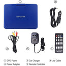 DBPOWER 11.5" Portable DVD Player, 5-Hour Built-in Rechargeable Battery, with 9" Swivel Screen, Support CD/DVD/SD Card/USB, with Remote control, 1.8M Car Charger and Power Adaptor (Blue)