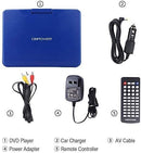 DBPOWER 11.5" Portable DVD Player, 5-Hour Built-in Rechargeable Battery, with 9" Swivel Screen, Support CD/DVD/SD Card/USB, with Remote control, 1.8M Car Charger and Power Adaptor (Blue)