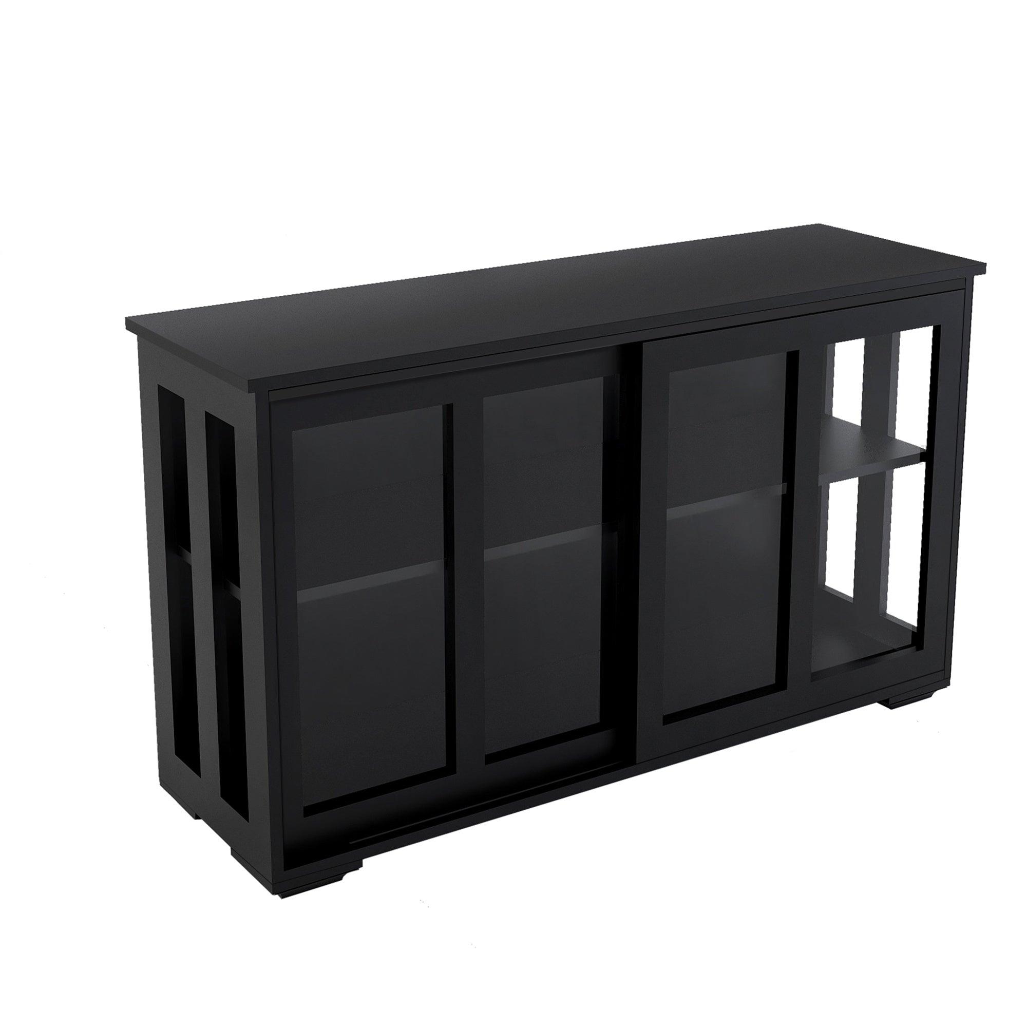 Kitchen Storage Stand Cupboard With Glass Door-Black RT - DRE's Electronics and Fine Jewelry