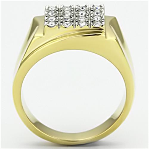 TK751 - Two-Tone IP Gold (Ion Plating) Stainless Steel Ring with Top Grade Crystal in Clear