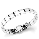 3W985 - High polished (no plating) Stainless Steel Bracelet with Ceramic in White