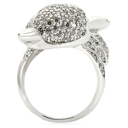 0W185 - Rhodium Brass Ring with AAA Grade CZ in Clear - DRE's Electronics and Fine Jewelry