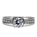 TK068 - High polished (no plating) Stainless Steel Ring with AAA Grade CZ in Clear