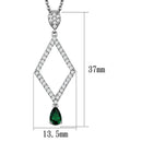 3W1026 - Rhodium Brass Chain Pendant with Synthetic Synthetic Glass in Emerald - DRE's Electronics and Fine Jewelry