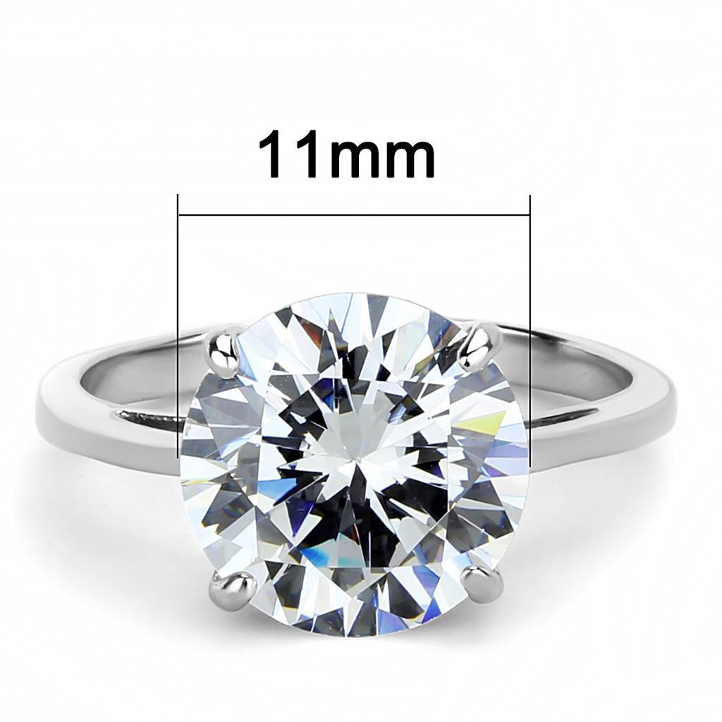 TK3428 - High polished (no plating) Stainless Steel Ring with AAA Grade CZ in Clear