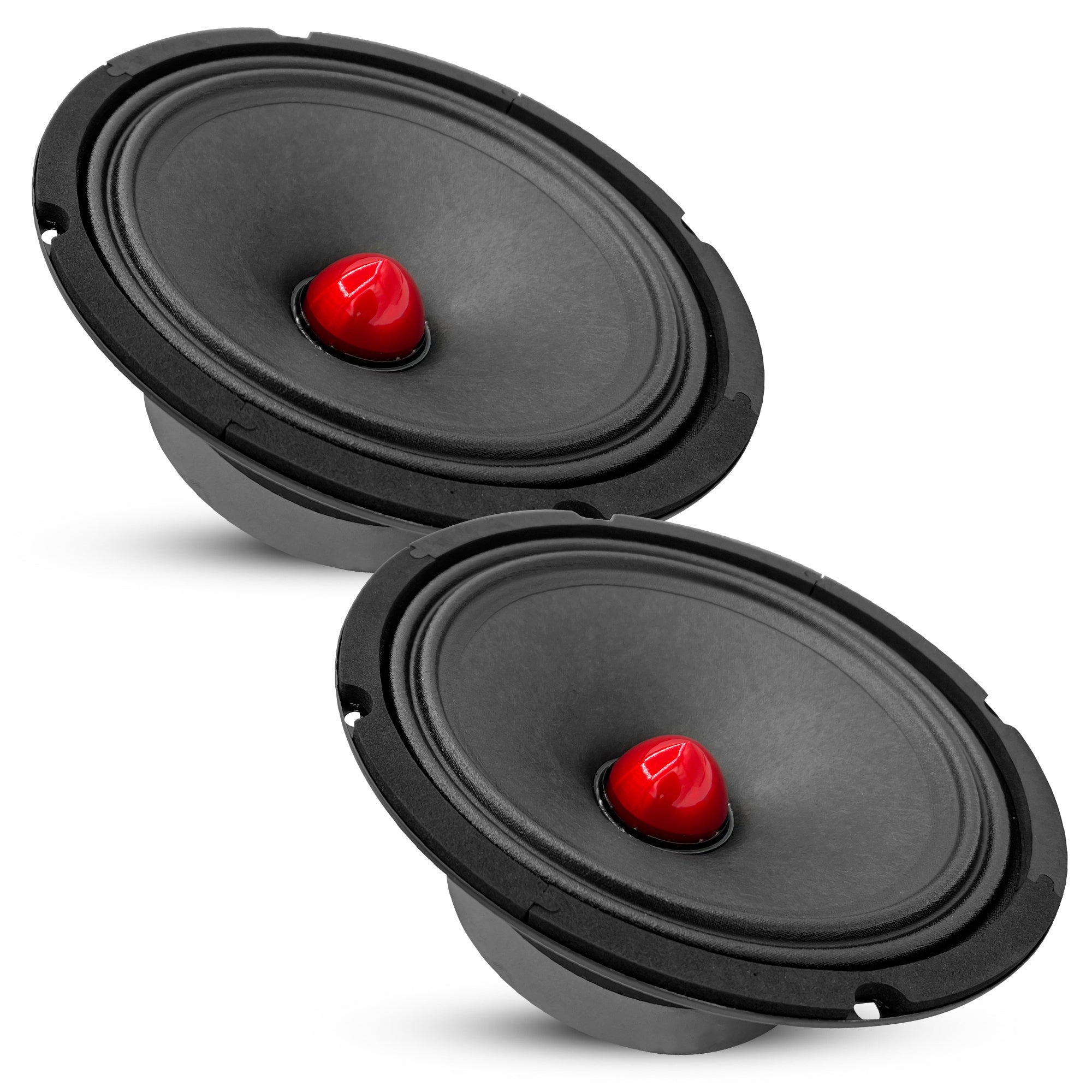 5 CORE 8 Inch Mid-Range Bullet Pro Audio Car Speaker, Red Aluminium Bullet, Loudspeaker 580W Max 4 Ohms - Premium Quality Audio Door Speakers for Car or Truck Stereo Sound System-MR 8 BLT R 4oHM