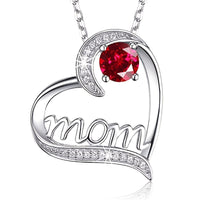 Hollow Heart-Shaped Inlaid Rhinestone Mom Pendant Necklace Chic Design Mother's Day Gift For Women Mother Daughter