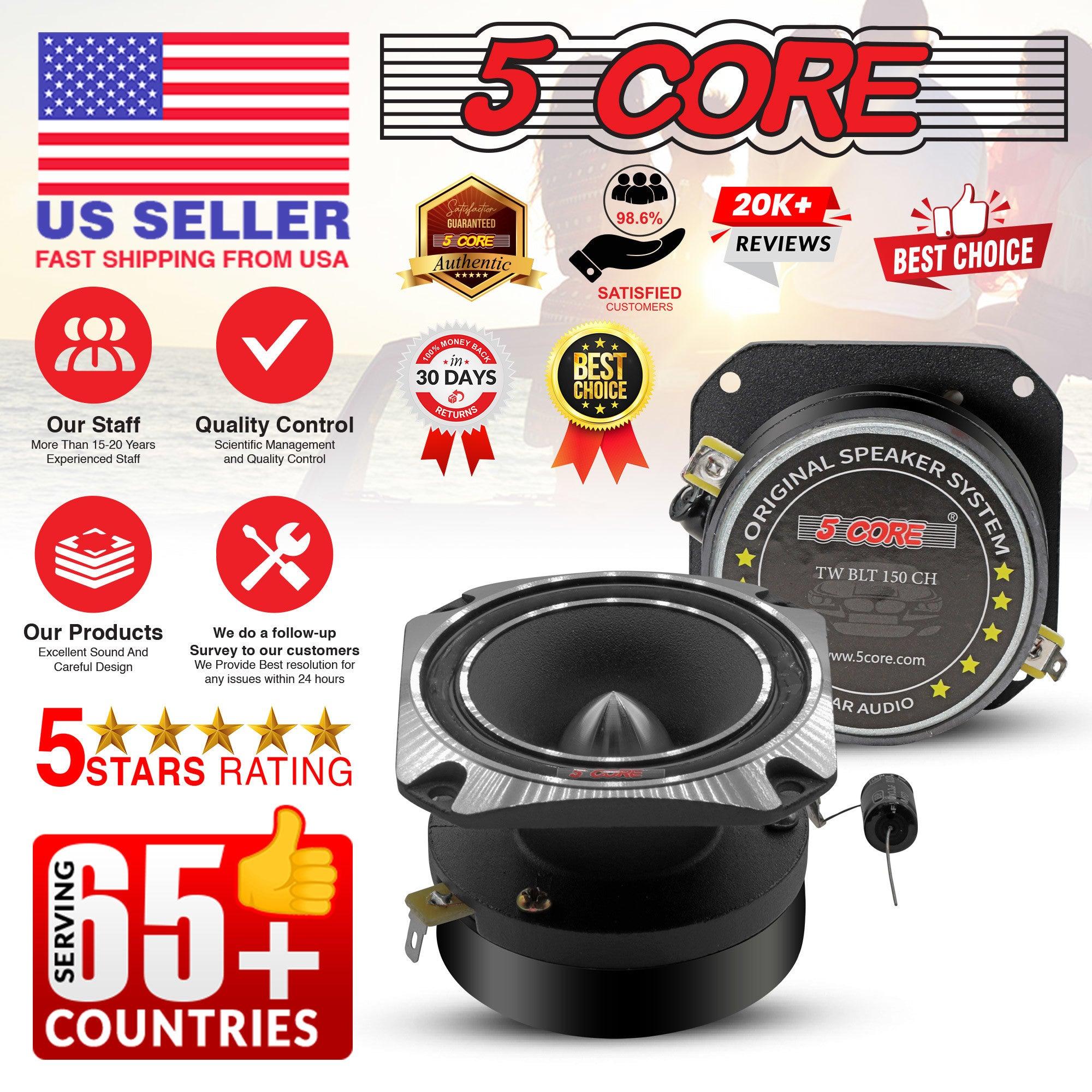 5 Core Tweeters Speakers Car Audio Pair 600W Combined Peak 4 Ohm 3.5 Inch Aluminum Super Bullet Tuiters Para Sonido Para Carro - TW BLT 150 CH PAIR - DRE's Electronics and Fine Jewelry