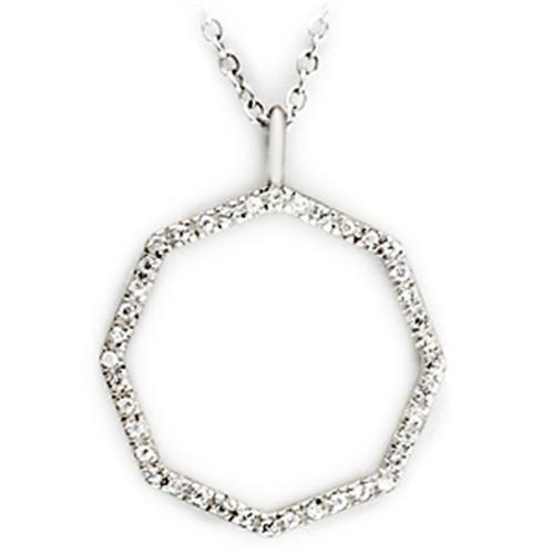 36513 - High-Polished 925 Sterling Silver Pendant with AAA Grade CZ in Clear