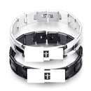 Simple Bracelet Geometric Cross Black and White Stainless Steel Watch Chain