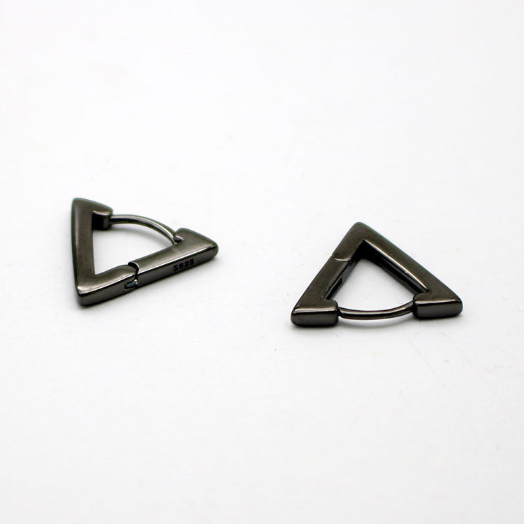 Men's Clip-on Triangle Sterling Silver Earrings