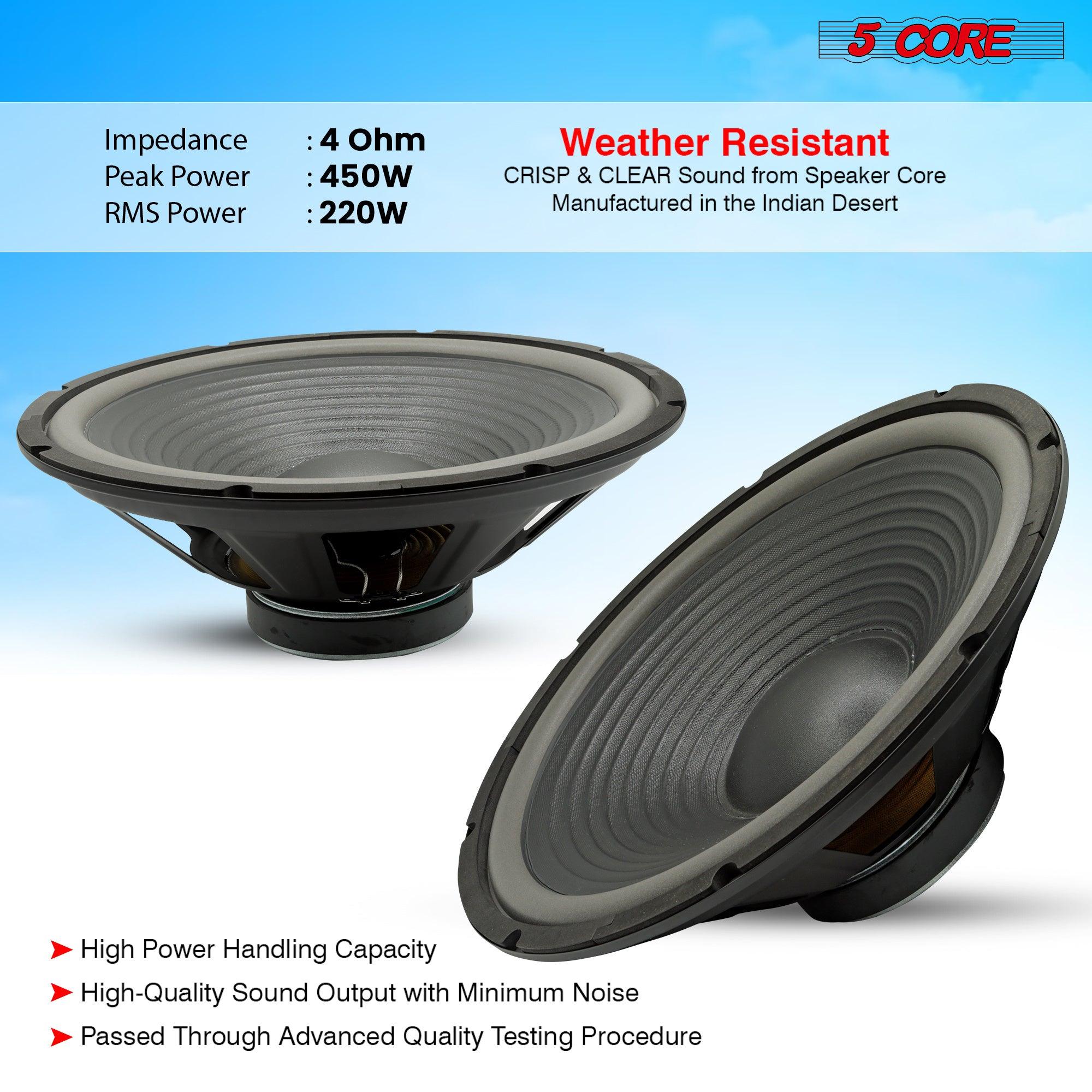 5 Core Subwoofer Speaker 15 Inch Car Sub Woofer 450W Max High Power Pro Audio 4 Ohm 40 Oz Y30 Magnet Big Replacement Bass Subs Para Carro - WF 15 140 4OHM - DRE's Electronics and Fine Jewelry