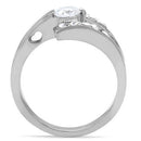 TK189 - High polished (no plating) Stainless Steel Ring with AAA Grade CZ in Clear