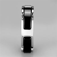 3W966 - High polished (no plating) Stainless Steel Ring with Ceramic in Jet