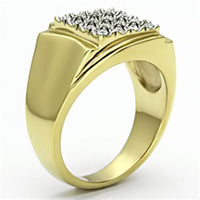 TK751 - Two-Tone IP Gold (Ion Plating) Stainless Steel Ring with Top Grade Crystal in Clear